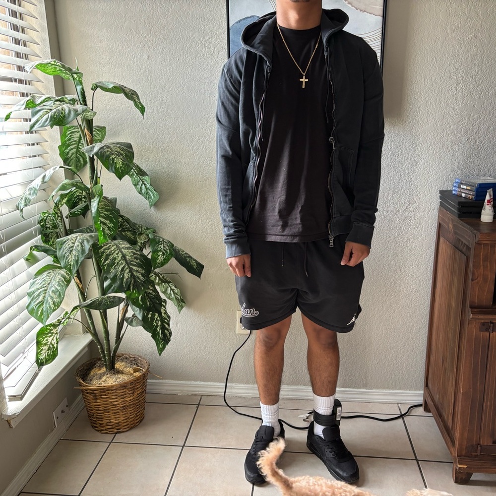 Balmain Black Knit Hooded Top with Label Detail #7